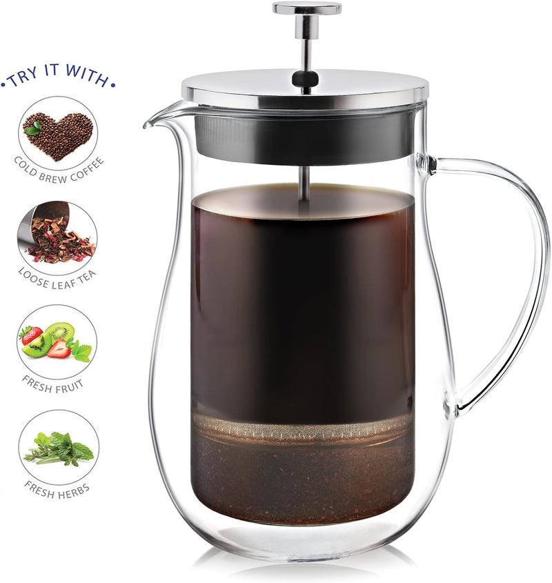 Teabloom Stay-Hot Glass French Press – Insulated 27-Ounce (800 mL) Loose Tea Steeper and Coffee Maker – Connoisseur's Choice - Image 4
